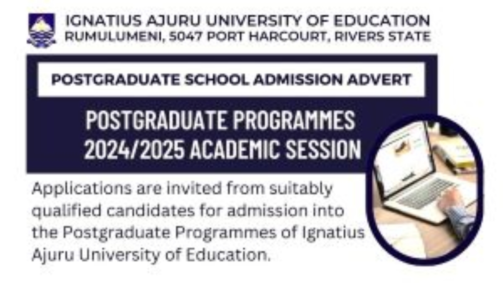 POSTGRADUATE ADMISSION 2024 ADVERT (CORRECTION)